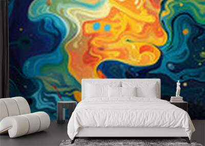 Abstract Cosmic Swirls in Vibrant Colors Wall mural