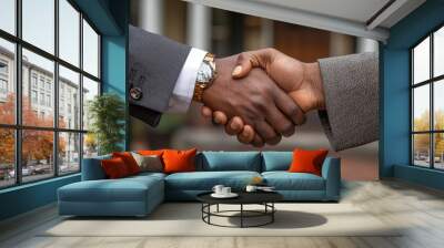 Businessmen Shaking Hands Agreement Partnership Deal Wall mural