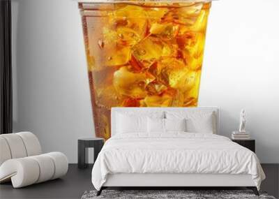 Clear plastic cup filled with iced tea isolated wh  14 Wall mural