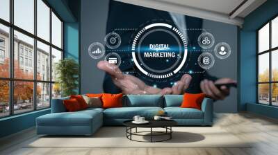 Digital Marketing content planning advertising strategy concept, online marketing, E-business, Ecommerce, Business online. Wall mural