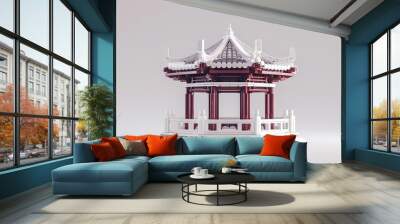 3d ancient traditional architectural mode illustration poster background Wall mural