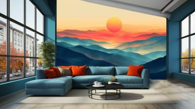 Abstract mountain landscape illustration poster background Wall mural