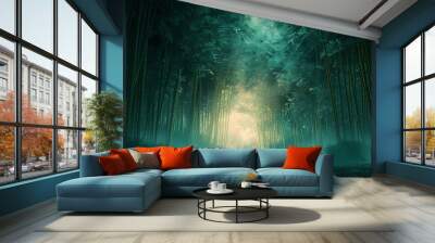 bamboo forest illustration background poster decorative painting Wall mural