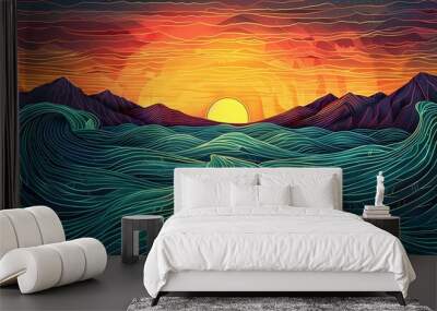 Color lines texture illustration poster background Wall mural