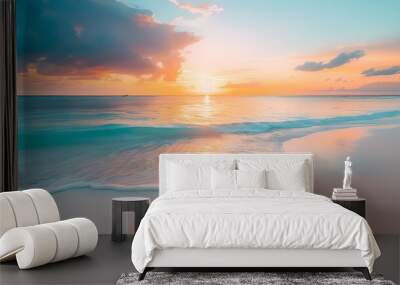 Digital sunrise beach sea abstract graphic poster background Wall mural