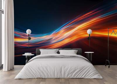 Digital technology black orange wave curve abstract poster web page PPT background Wall mural