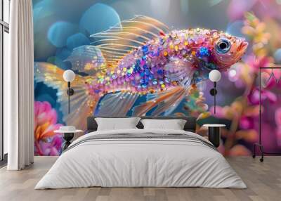 Digital technology crystal fish fantasy scene abstract graphic poster web page PPT background Wall mural