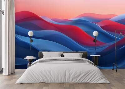 Digital technology red and blue wave abstract poster PPT background Wall mural