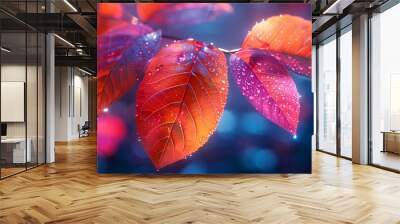 Digital technology translucent fantasy leaves plant abstract graphic poster web page PPT background Wall mural