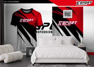 Gaming Tshirt or Esport Jersey Uniform Designs Template with Clean and Modern concept, Short Sleeve, Well Presented for gaming team shrap texture red and white color Wall mural