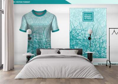 jersey calm design, pastel color, jersey abstract line texture, cool design, jersey esport design for gaming, uniform in front view back view. Shirt mock up Vector, design premium and easy to custom Wall mural