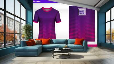 Sports jersey and t-shirt line art purple template sports jersey design vector mockup. Sports design for football and soccer Wall mural