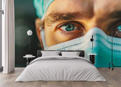 Close-up of a male surgeon wearing protective mask Wall mural