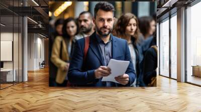 Group of business people standing in a line Wall mural