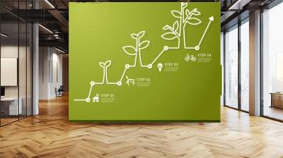 Green economy concept - Leafs and tree infogaphics Wall mural