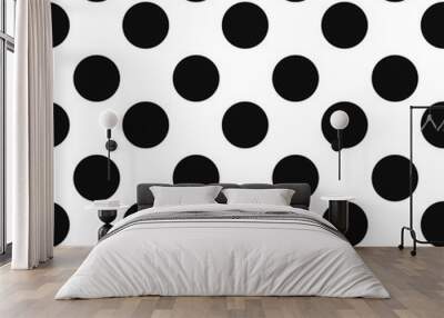 Abstract fashion black and white Big Polka Dot seamless pattern texture. Wall mural