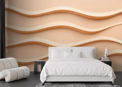 Abstract Waves: Minimalist and serene, this image features a simple yet elegant pattern of three wavy lines, creating a sense of movement and flow. The soft. Wall mural