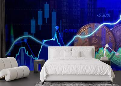 Financial Linechart abstract cryptocurrency background Wall mural