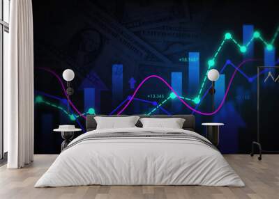 investor finance line chart stock market Wall mural