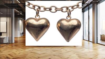 Bronze Heart shape locket  in White background Wall mural