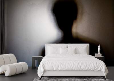 person shadows with frosted glass - violations concept background Wall mural