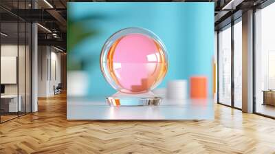 Pink Glass Sphere on a Stand Wall mural