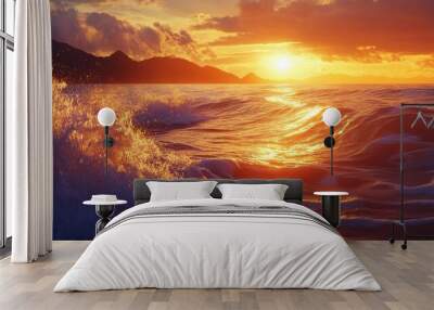 Sunset Sea Waves Wall mural