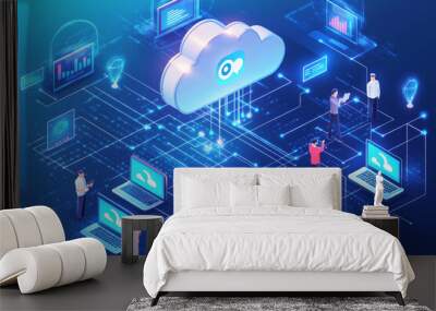 Communication technology, smart connection and  network technology concept. . Wall mural