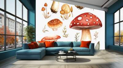 cute mushroom set Wall mural