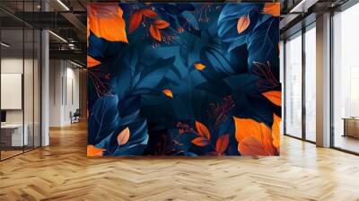 Luxury orange and blue nature background vector. Wall mural