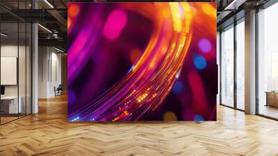 A colorful, abstract image of a wire with a purple hue. The wire appears to be a part of a larger, more complex design. The image has a vibrant, energetic feel to it, with the colors Wall mural