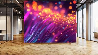 A colorful, abstract image of a wire with a purple hue. The wire appears to be a part of a larger, more complex design. The image has a vibrant, energetic feel to it, with the colors Wall mural