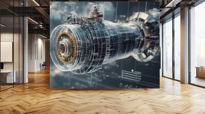 A machine with gears and a light shining on it. Concept of motion and energy Wall mural