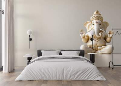 Elegant statue of Ganesha, symbolizing wisdom and success, designed for serene home decor or spiritual settings. Wall mural