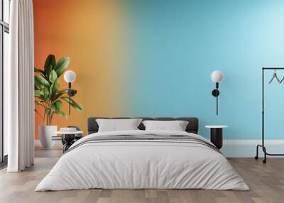 Elevate your fitness space a modern gym setup with barbell and plant in vibrant colors Wall mural