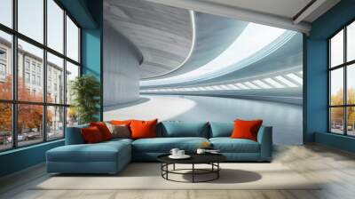 Modern empty stadium with sleek architecture and clean lines, Contemporary, Neutral colors, Soft lighting, 3D rendering Wall mural