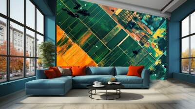 Satellite imagery analysis for crop health global view on local farming precision from space Wall mural