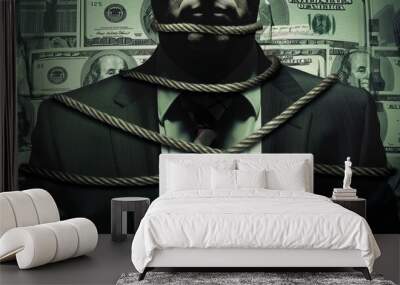 White-collar crime, corporate greed exposed, downfall of a titan Wall mural