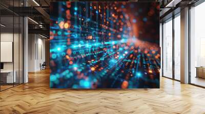 digital data stream background with binary code the flow information of cyber security technology Wall mural