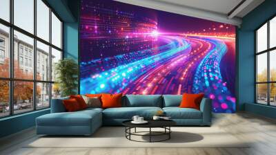 digital data stream background with binary code the flow information of cyber security technology Wall mural