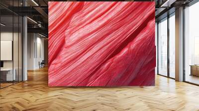 A close-up view of textured pink fabric showcasing smooth, flowing lines and rich color variations for artistic inspiration. Wall mural