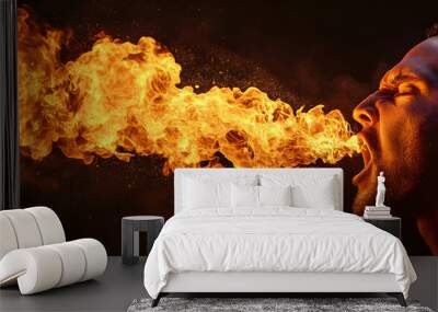 blowing fire from mouth  Wall mural