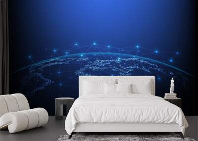 Global business network and technology blue background Wall mural