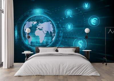 Global currency exchange, money transfer business Wall mural