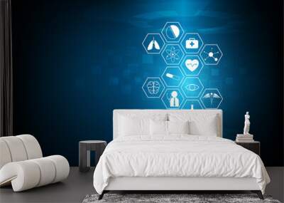 Health care icon medical innovation concept background illustration eps10 vector Wall mural