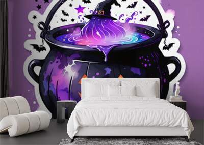 Whimsical Witch Cauldron: Enchanting Halloween Sticker Wall mural