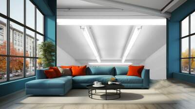 Fluorescent lamp on white ceiling Wall mural