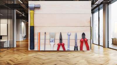 Maintenance plan,tools on wood,Father's Day background Wall mural