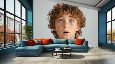 Shocked Boy Expressing Surprise and Wonder Wall mural