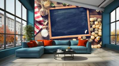 chalkboard and italian food ingredients Wall mural